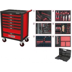 Įrankių vežimėlis RACINGline, 7 stalčiai +598vnt įrankių, KS Tools