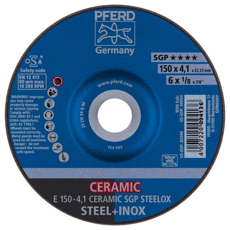 Šlifavimo diskas SGP Ceramic STEELOX 150x4,1mm, Pferd