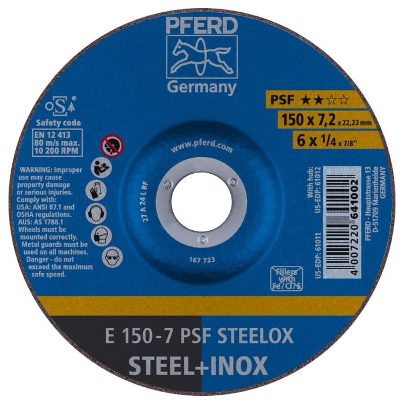 Šlifavimo diskas PSF Steelox 150x7,2/22,23mm, Pferd
