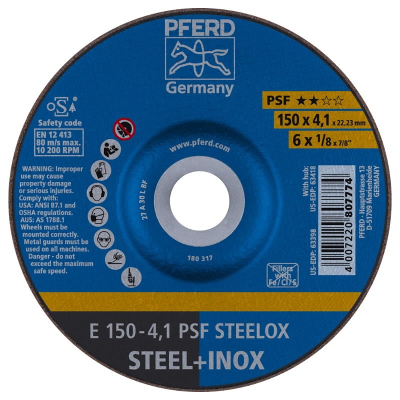 Šlifavimo diskas PSF STEELOX 150x4,1mm, Pferd