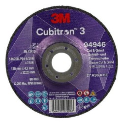 Pjovimo ir šlifavimo diskas plienui Cubitron 3 T27 P36+ 125x 125x4,2/22,23mm, 3M