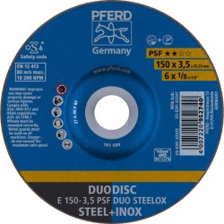 Pjovimo ir šlifavimo diskas plienui PSF DUO Steelox 150x3,5mm, Pferd